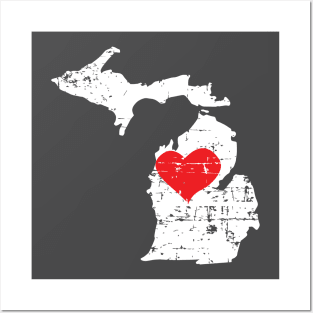 <3 Michigan State Map Gift T Shirt for Men Women and Kids Posters and Art